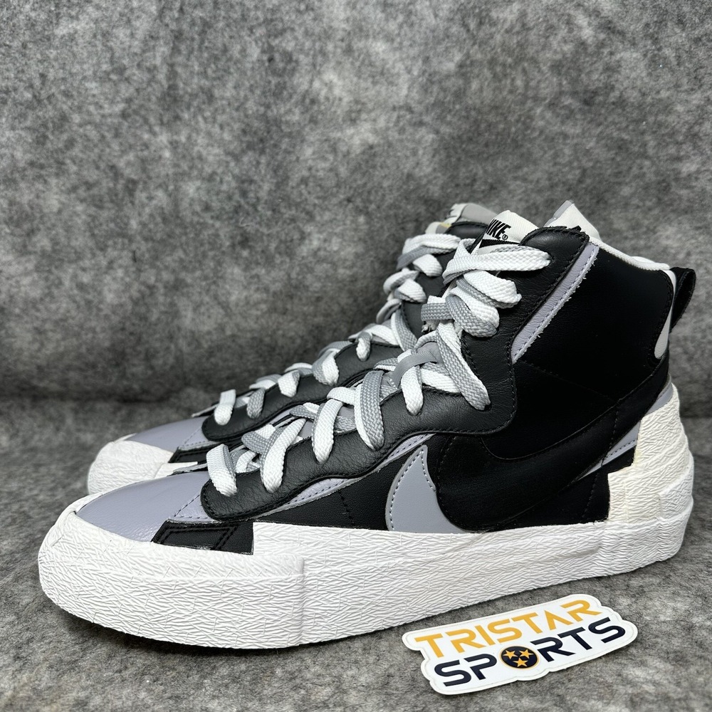 Nike Blazer Mid Sacai Sneakers Mens Size 14 Black White Grey BV0072-002